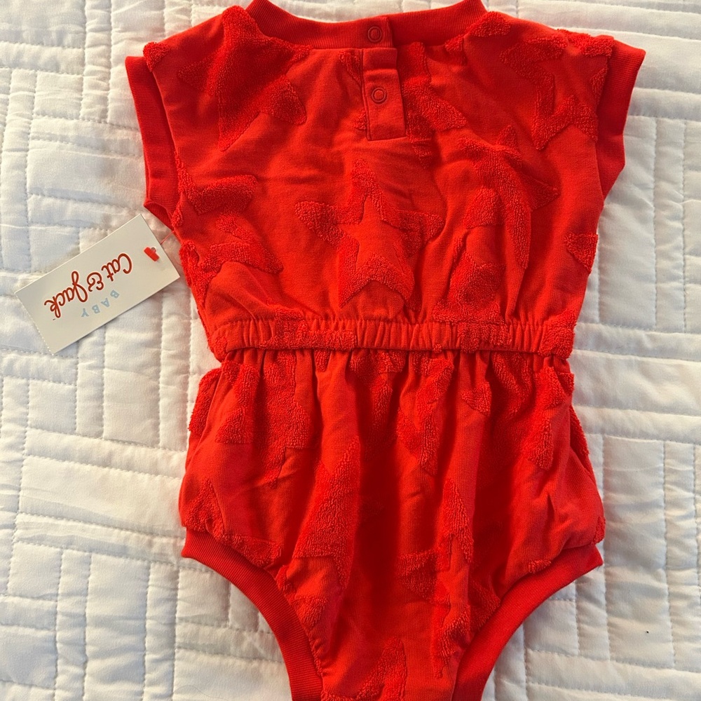 Cat & Jack Vibrant Red Baby Bodysuit with Star Design (3mos)